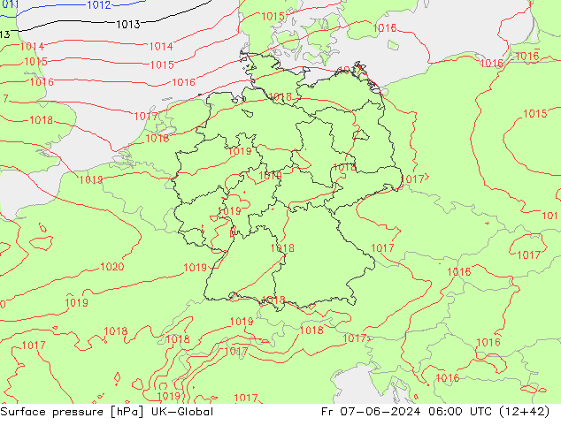 Surface pressure UK-Global Fr 07.06.2024 06 UTC