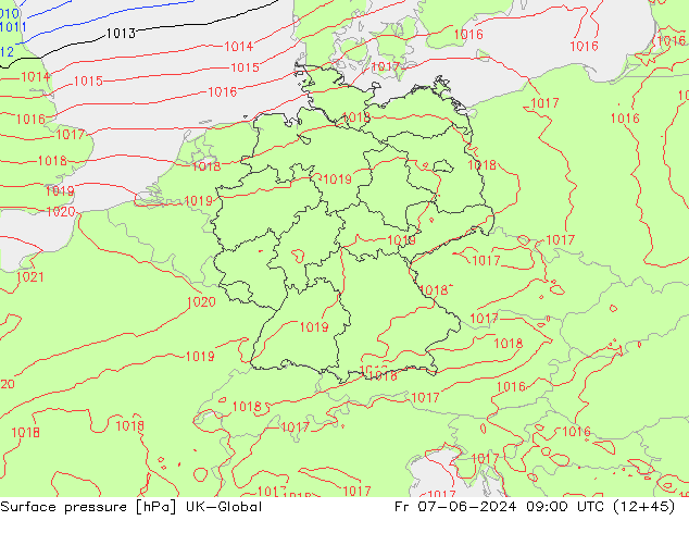 приземное давление UK-Global пт 07.06.2024 09 UTC