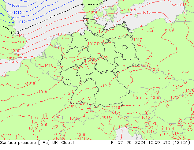 Surface pressure UK-Global Fr 07.06.2024 15 UTC