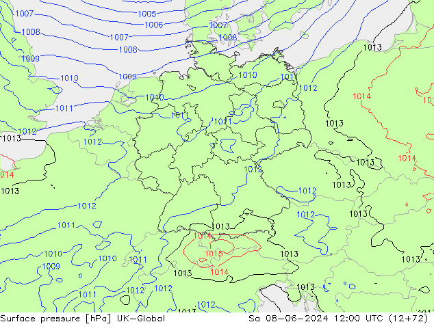 Surface pressure UK-Global Sa 08.06.2024 12 UTC