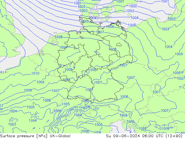 pression de l'air UK-Global dim 09.06.2024 06 UTC