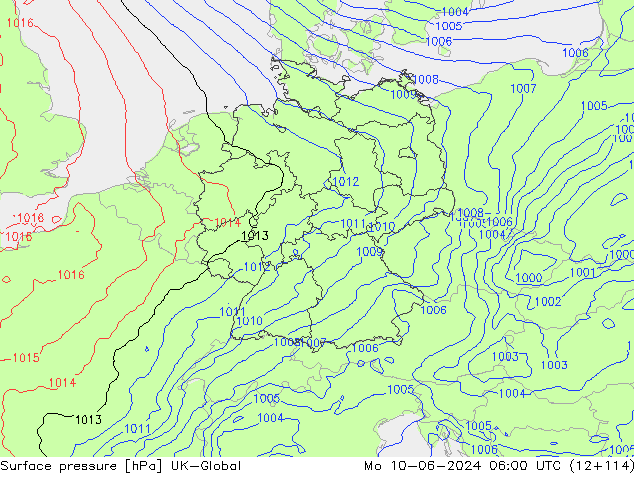 pression de l'air UK-Global lun 10.06.2024 06 UTC