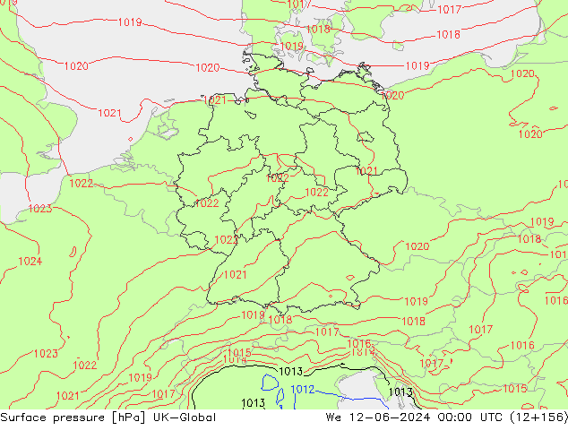 pression de l'air UK-Global mer 12.06.2024 00 UTC