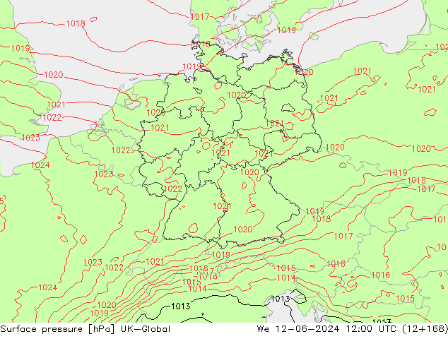 Surface pressure UK-Global We 12.06.2024 12 UTC