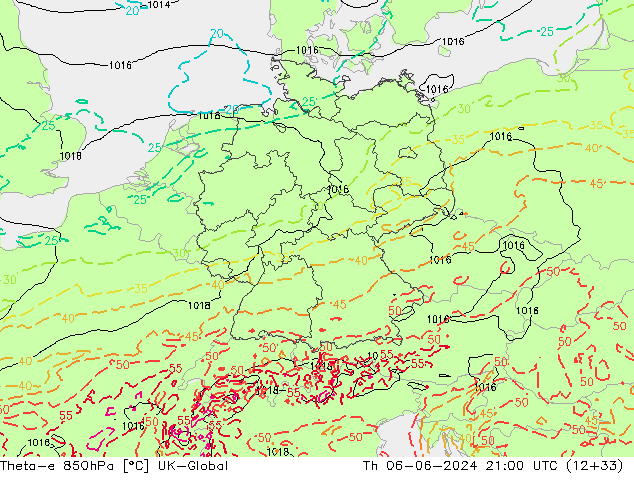 Theta-e 850hPa UK-Global jeu 06.06.2024 21 UTC