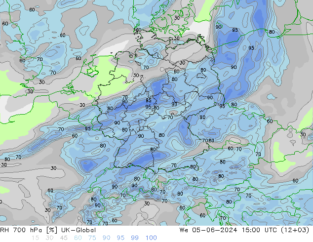 RH 700 hPa UK-Global śro. 05.06.2024 15 UTC