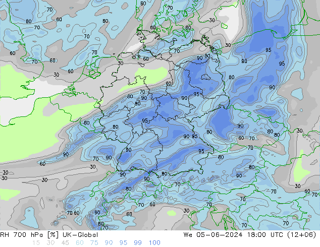 RH 700 hPa UK-Global  05.06.2024 18 UTC