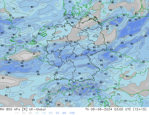 RH 850 hPa UK-Global Qui 06.06.2024 03 UTC