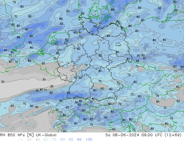RH 850 hPa UK-Global Sa 08.06.2024 09 UTC