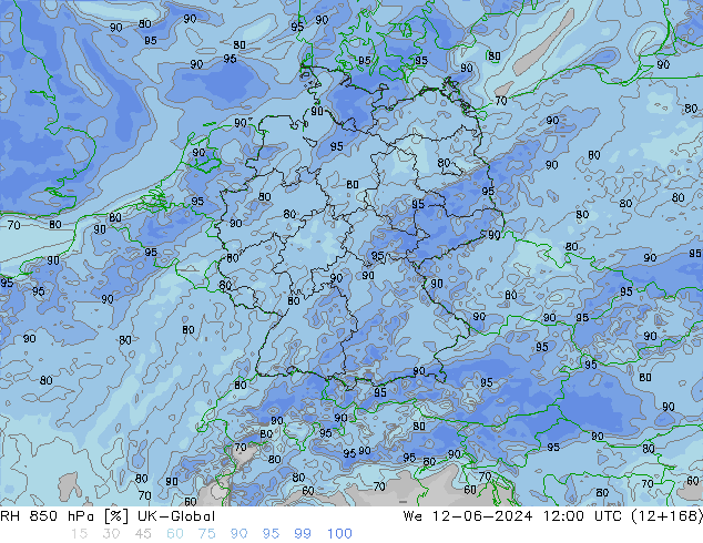 RH 850 hPa UK-Global  12.06.2024 12 UTC