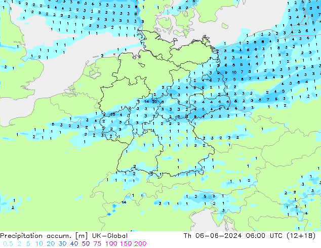 Precipitation accum. UK-Global  06.06.2024 06 UTC