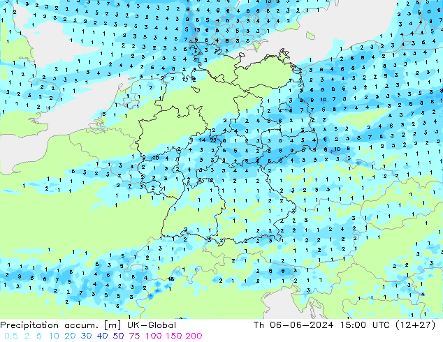 Précipitation accum. UK-Global jeu 06.06.2024 15 UTC