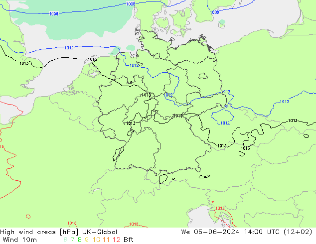 High wind areas UK-Global mié 05.06.2024 14 UTC