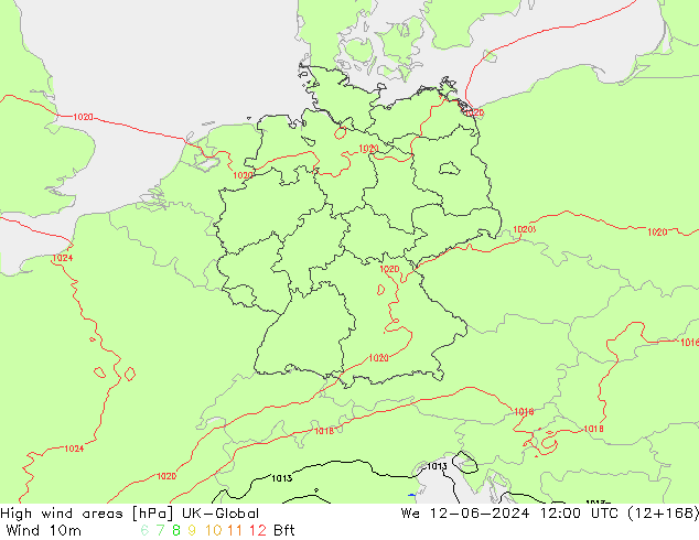 High wind areas UK-Global We 12.06.2024 12 UTC