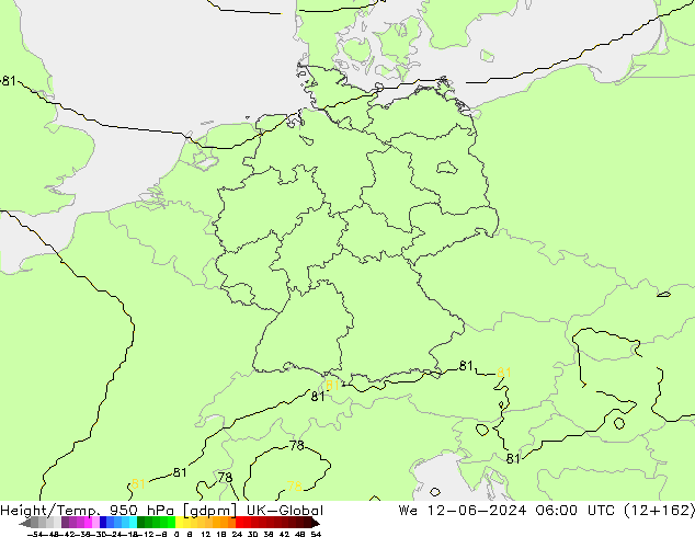 Height/Temp. 950 hPa UK-Global We 12.06.2024 06 UTC