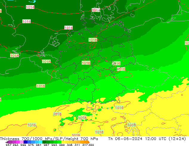 Thck 700-1000 hPa UK-Global jeu 06.06.2024 12 UTC