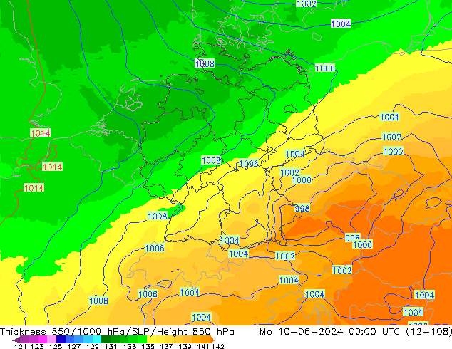 Thck 850-1000 hPa UK-Global Mo 10.06.2024 00 UTC