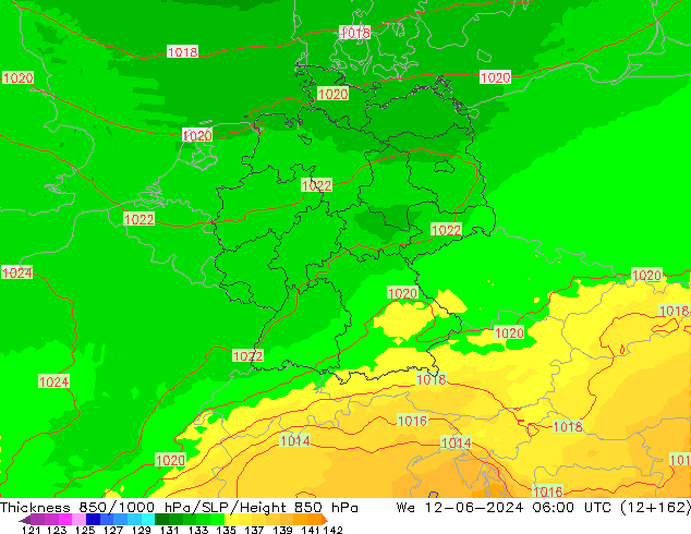 Thck 850-1000 hPa UK-Global We 12.06.2024 06 UTC