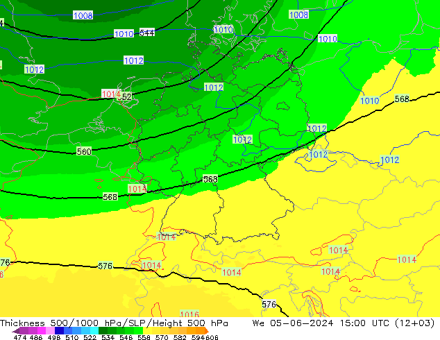 Thck 500-1000hPa UK-Global St 05.06.2024 15 UTC