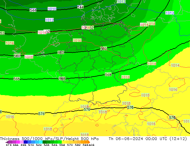 Thck 500-1000hPa UK-Global czw. 06.06.2024 00 UTC