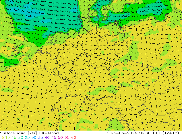 wiatr 10 m UK-Global czw. 06.06.2024 00 UTC
