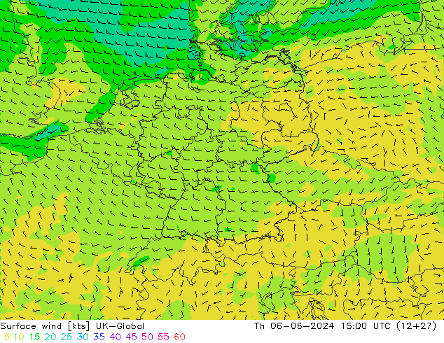 Surface wind UK-Global Th 06.06.2024 15 UTC