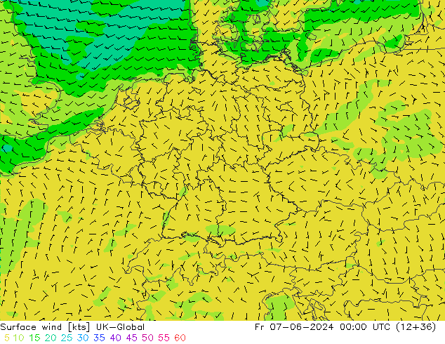 Viento 10 m UK-Global vie 07.06.2024 00 UTC