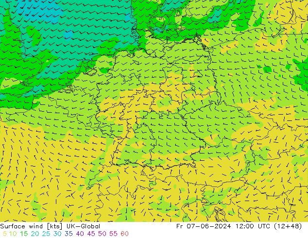 Surface wind UK-Global Fr 07.06.2024 12 UTC