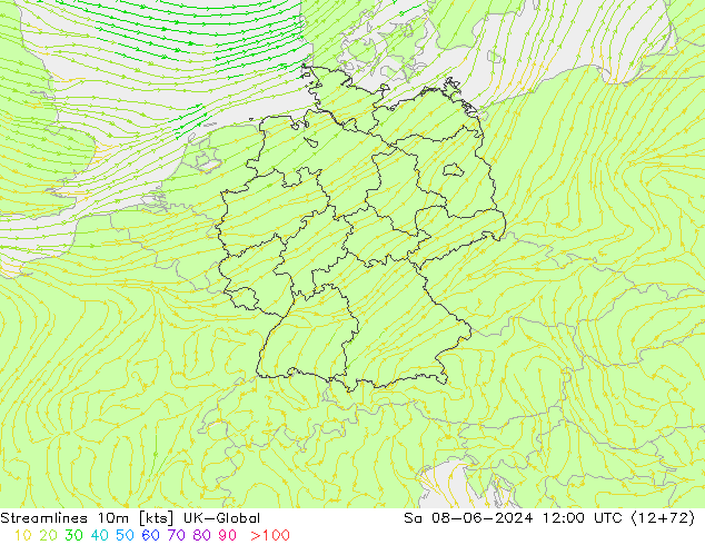 Stromlinien 10m UK-Global Sa 08.06.2024 12 UTC