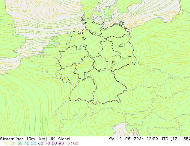 Streamlines 10m UK-Global We 12.06.2024 12 UTC