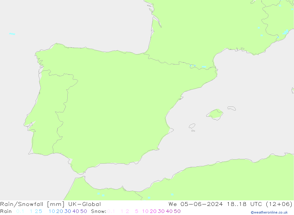 Rain/Snowfall UK-Global mer 05.06.2024 18 UTC