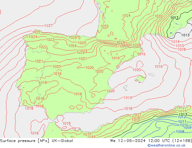 Surface pressure UK-Global We 12.06.2024 12 UTC