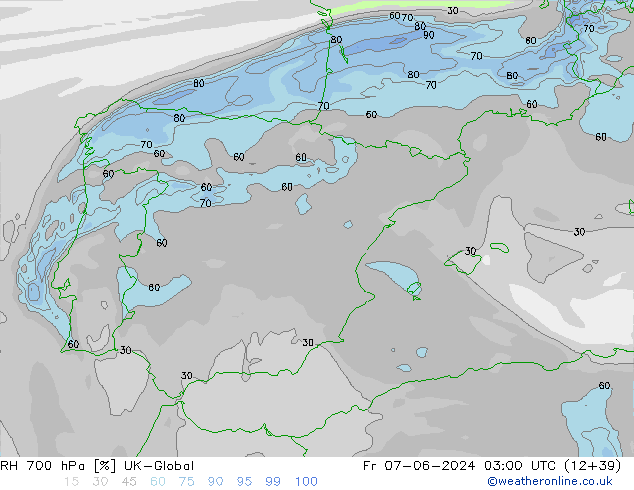 RH 700 hPa UK-Global  07.06.2024 03 UTC