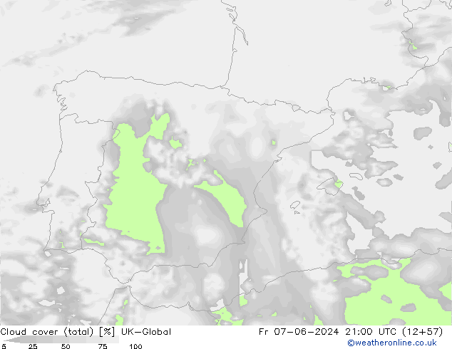 Cloud cover (total) UK-Global Pá 07.06.2024 21 UTC