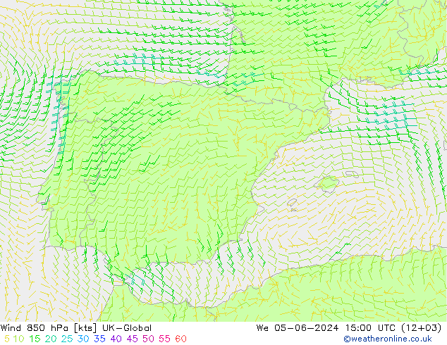 Wind 850 hPa UK-Global St 05.06.2024 15 UTC