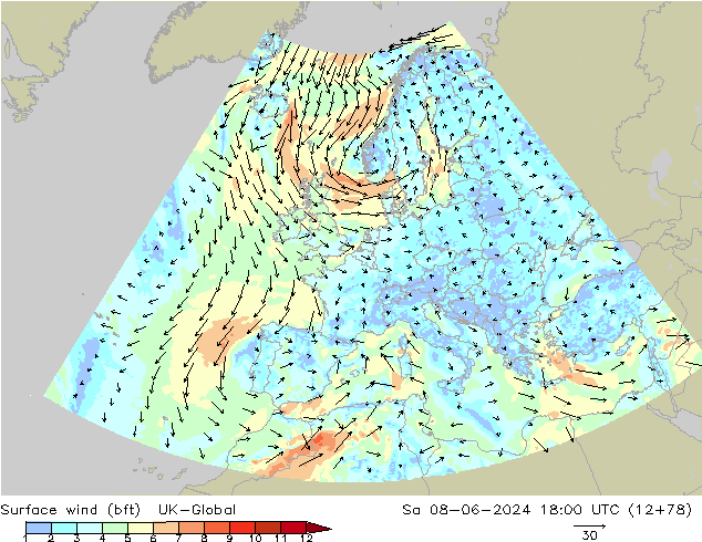 Bodenwind (bft) UK-Global Sa 08.06.2024 18 UTC