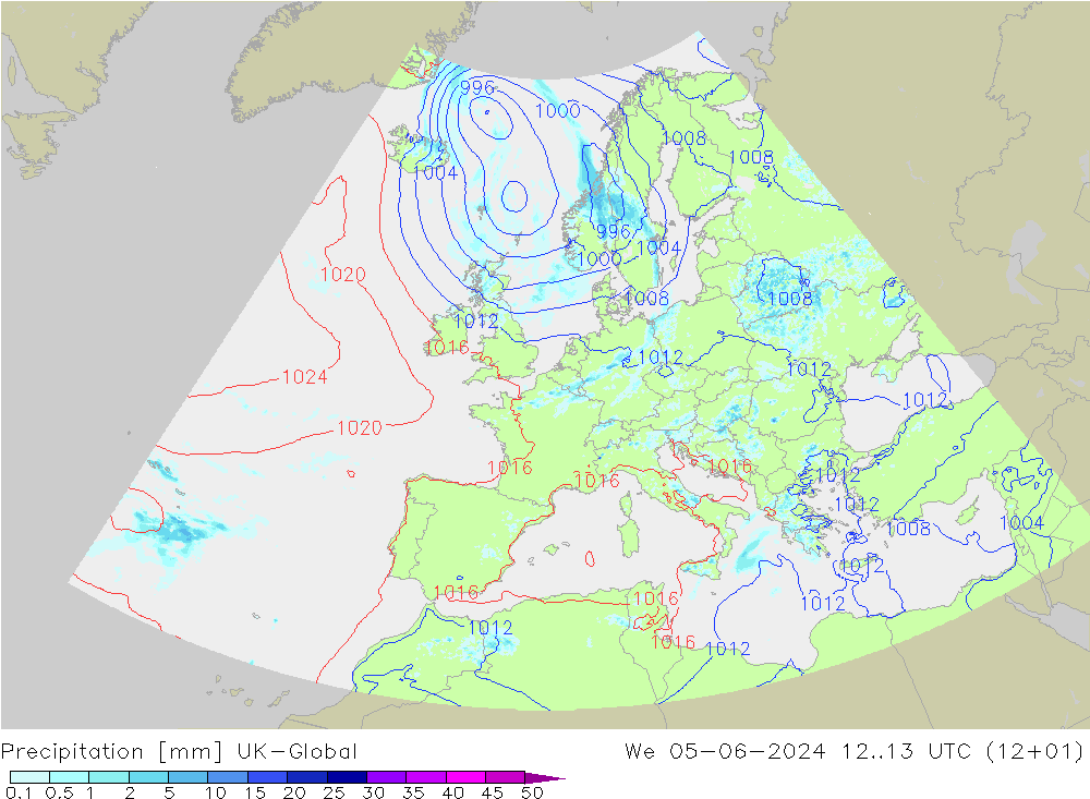 Precipitation UK-Global We 05.06.2024 13 UTC