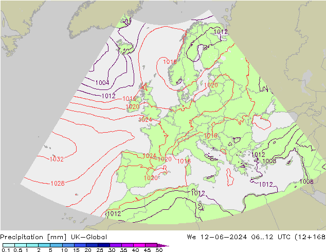 Precipitation UK-Global We 12.06.2024 12 UTC