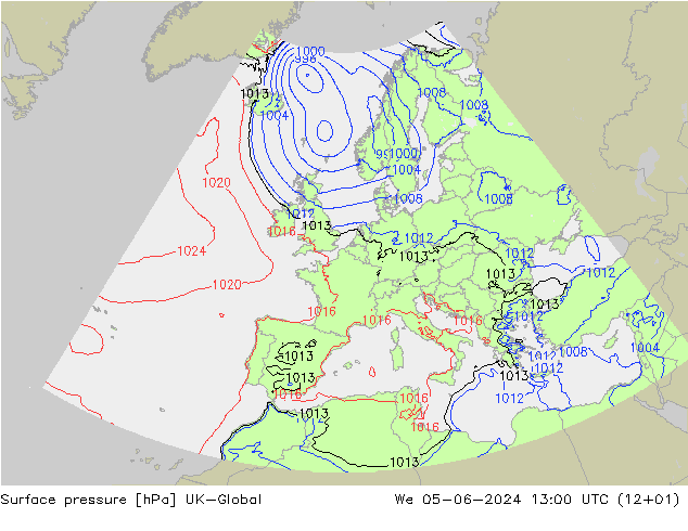 Yer basıncı UK-Global Çar 05.06.2024 13 UTC