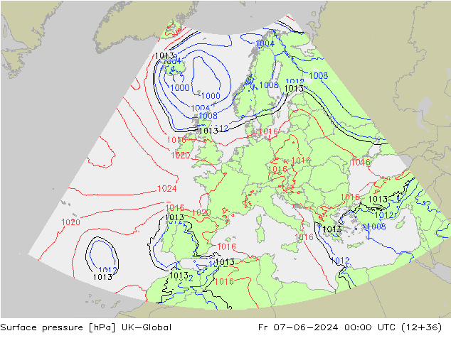 Atmosférický tlak UK-Global Pá 07.06.2024 00 UTC