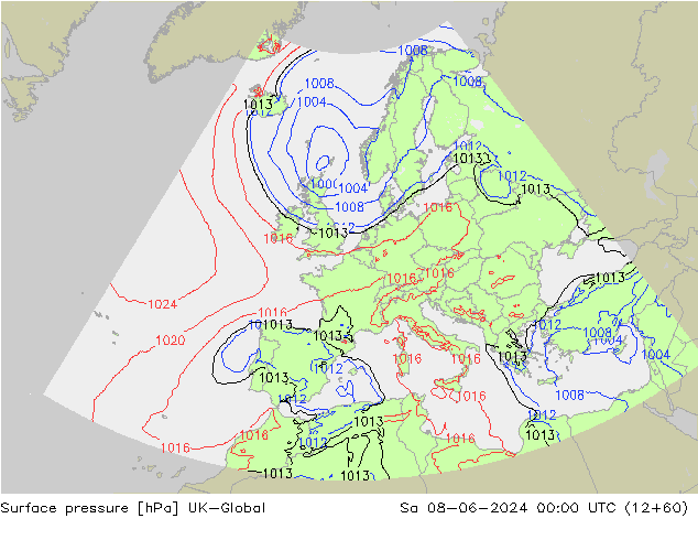 pression de l'air UK-Global sam 08.06.2024 00 UTC