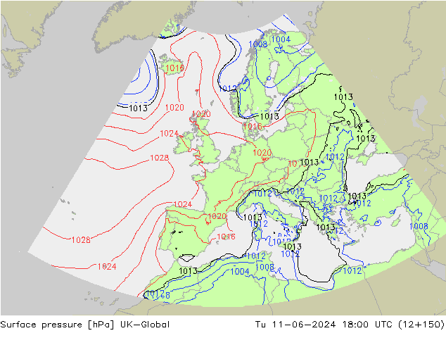 приземное давление UK-Global вт 11.06.2024 18 UTC