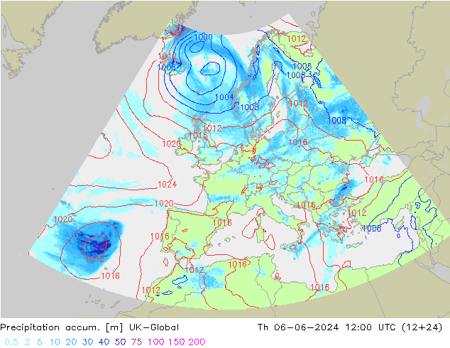 Precipitation accum. UK-Global Qui 06.06.2024 12 UTC