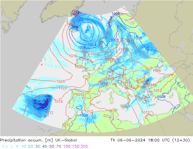 Precipitation accum. UK-Global  06.06.2024 18 UTC