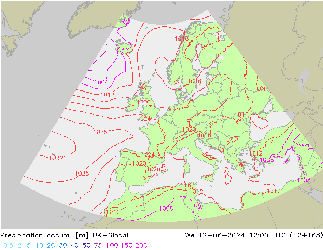 Totale neerslag UK-Global wo 12.06.2024 12 UTC