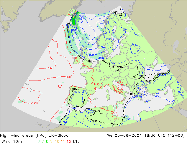 High wind areas UK-Global We 05.06.2024 18 UTC