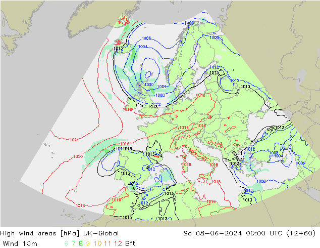 High wind areas UK-Global sáb 08.06.2024 00 UTC