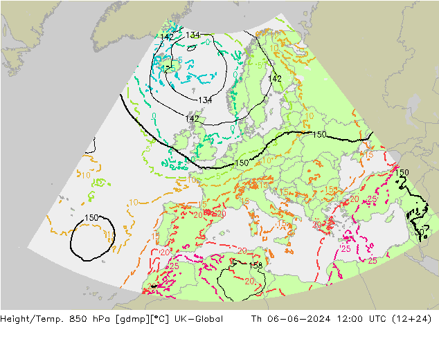 Hoogte/Temp. 850 hPa UK-Global do 06.06.2024 12 UTC