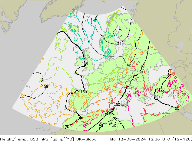 Yükseklik/Sıc. 850 hPa UK-Global Pzt 10.06.2024 12 UTC