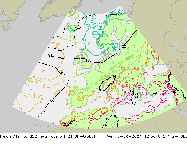 Hoogte/Temp. 850 hPa UK-Global wo 12.06.2024 12 UTC
